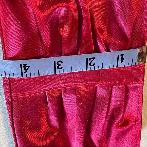 Lancôme satin cosmetic or evening bag 8.5 x 4.5” NWOT Dark Pinkish Red - Picture 4 of 7